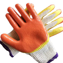 10 Gauge Double Color Orange Yellow Latex Dipped Gloves For Construction